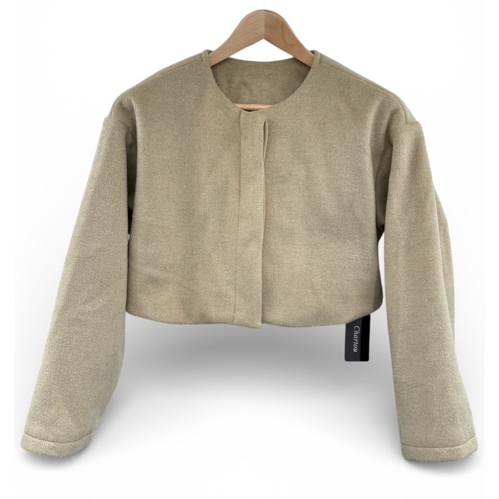 Chartou Cropped Jacket Sz S Beige Button‎ Front Lined NWT Perfect Over Dresses